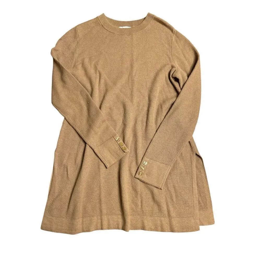 J. Jill Women’s XS Textured Tunic Top Long Sleeve Sill Wool Blend Brown